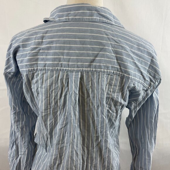 Marine Layer Blouse XS Blue White Stripe Button Front Long Sleeve - Picture 10 of 12